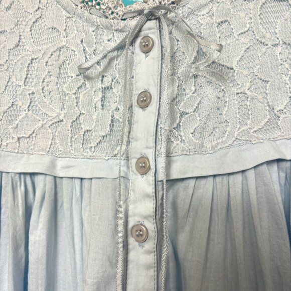 La Cera 100% Blue Cotton Nightgown Small NWT - Picture 3 of 13